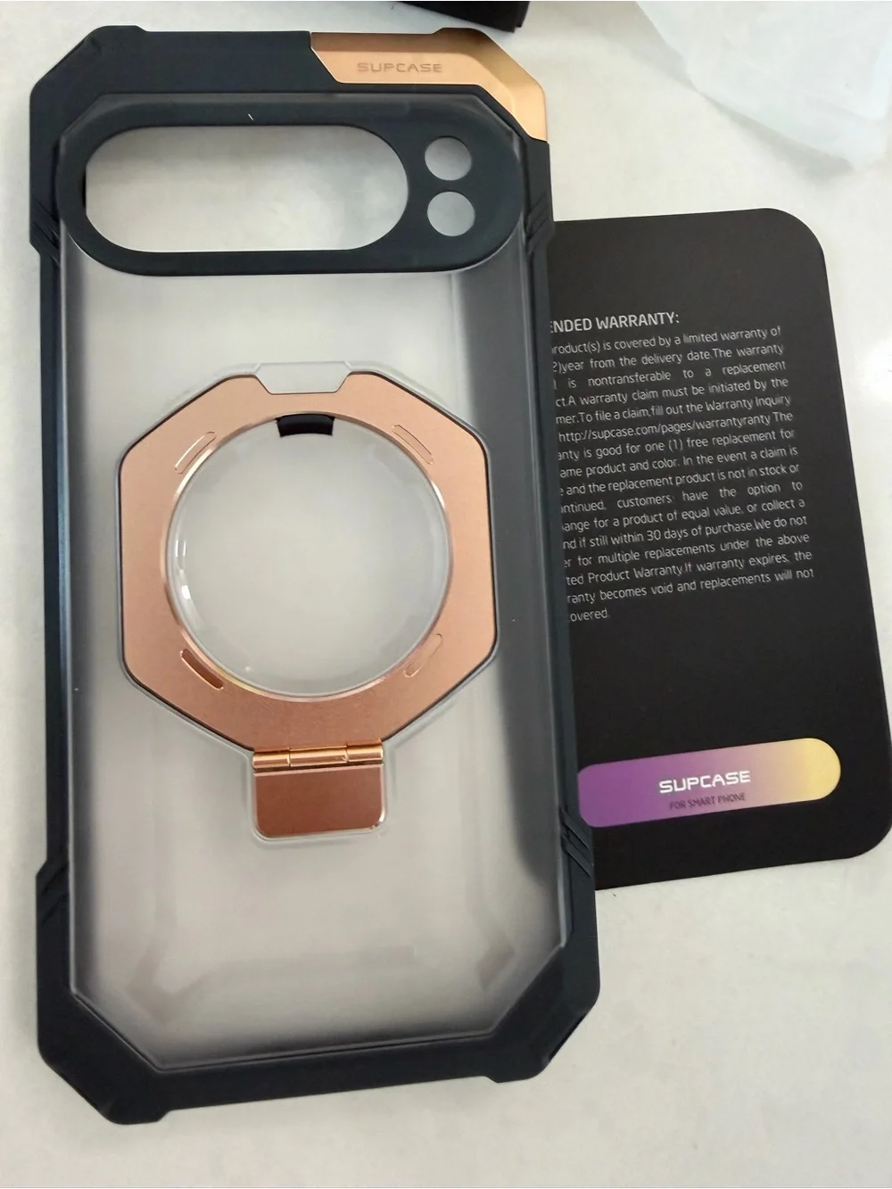 Google Pixel 10 Pro XL Protective Case with Kickstand - White and Gold